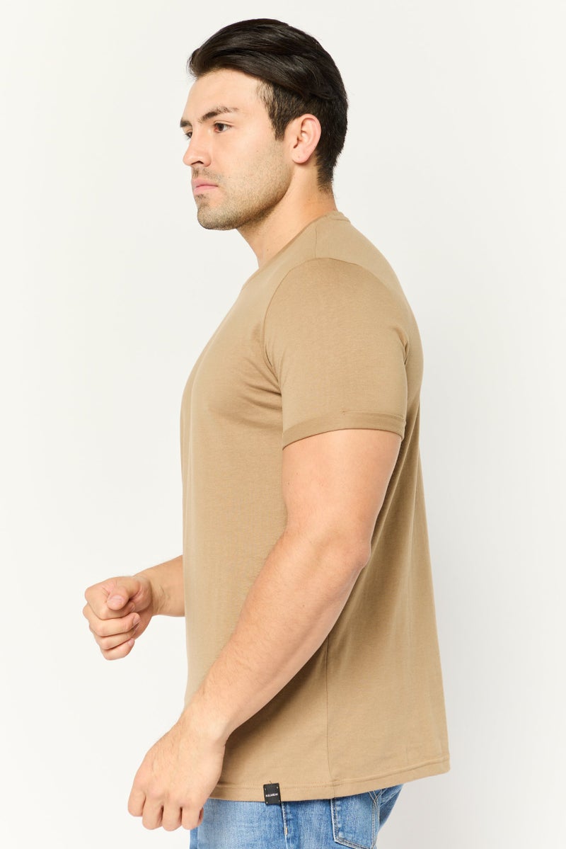 Peter Werth Men Crew Neck Short Sleeve Stripe T-Shirt, Beige - Image 4