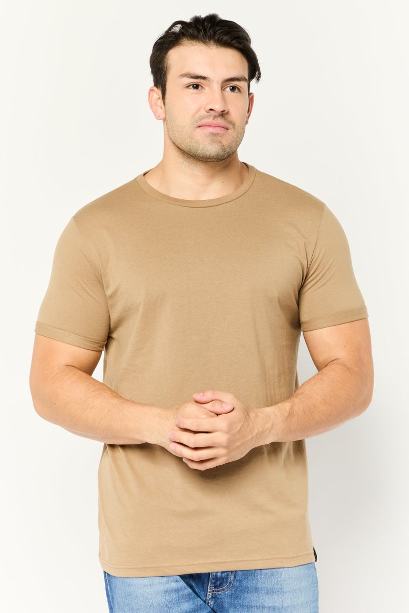 Peter Werth Men Crew Neck Short Sleeve Stripe T-Shirt, Beige - Image 4