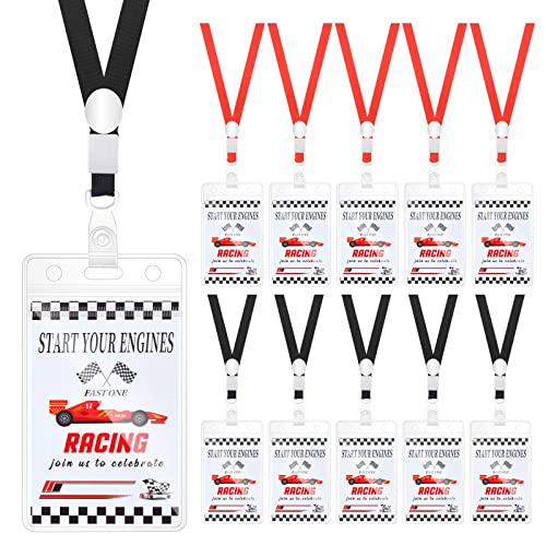 DLUGOPIS 10 Pcs Race Party Tickets with Lanyards Invitations Race Car Birthday Party Supplies Racing Theme Party Favors Gamer Party Vip Pass Accessories for Kids - Image 1