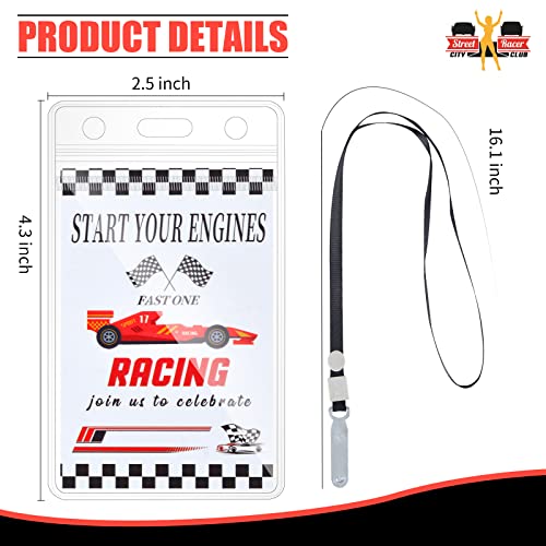 DLUGOPIS 10 Pcs Race Party Tickets with Lanyards Invitations Race Car Birthday Party Supplies Racing Theme Party Favors Gamer Party Vip Pass Accessories for Kids - Image 2