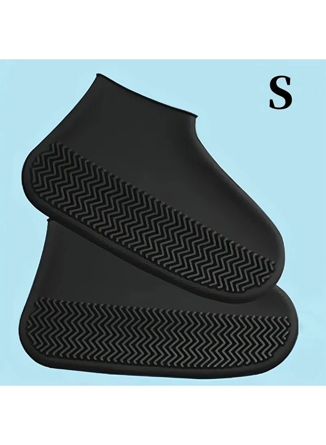 Black Waterproof Reusable Silicone Shoe Covers Non Slip Rain Boot Protectors Size S - Image 1
