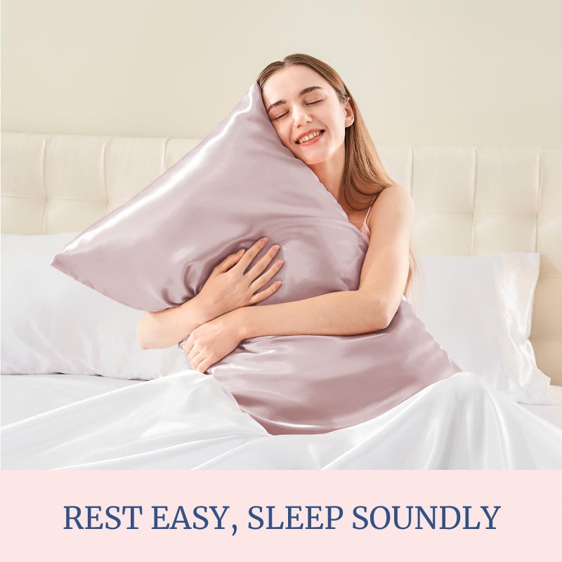 BEDELITE BEDELITE Satin Pillowcase for Hair and Skin  Super Soft and Cooling Similar to Silk Pillow Cases 2 Pack with Envelope Closure  Gift for Women Men(20""x36"" King Size  Lotus Pink)  - Image 5