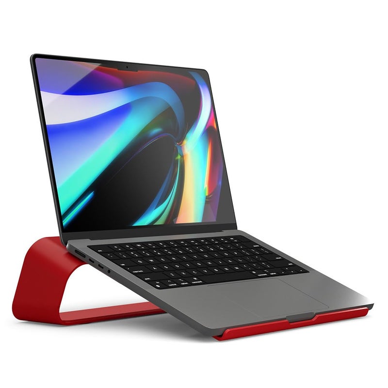 DailyObjects Arete Laptop Stand (Red) Portable Compatible with MacBook Notebook Tablet Aluminum Ergonomic Tabletop Laptops Up to 16 inch - Image 2