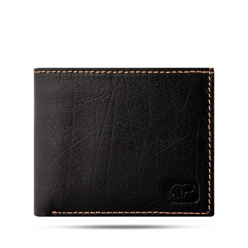Dipelle Di Pelle™ Men's Genuine Leather Hand Made Wallet – Bifold Wallet with 14 Card Slots & 2 Cash Pockets & 3 Mesh Windows for ID or Photos – Practical Design with High Quality Material (Black) - Image 3