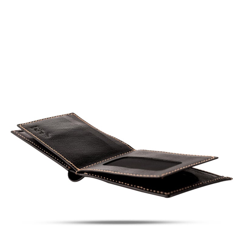 Dipelle Di Pelle™ Men's Genuine Leather Hand Made Wallet – Bifold Wallet with 14 Card Slots & 2 Cash Pockets & 3 Mesh Windows for ID or Photos – Practical Design with High Quality Material (Black) - Image 2