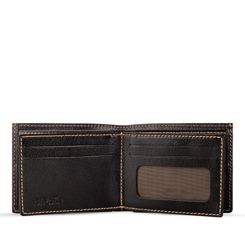 Dipelle Di Pelle™ Men's Genuine Leather Hand Made Wallet – Bifold Wallet with 14 Card Slots & 2 Cash Pockets & 3 Mesh Windows for ID or Photos – Practical Design with High Quality Material (Black) - Image 4