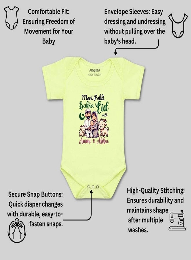 ARVESA Meri Pehli Bakra Eid With Ammi & Abbu R-1646 Eid Bodysuit, Sleepsuits, Rompers For New Born Baby Clothes 0-3 Months Unisex Stylish Dress For Baby Boy & Girl, Newborn Infant Outfit - Image 3