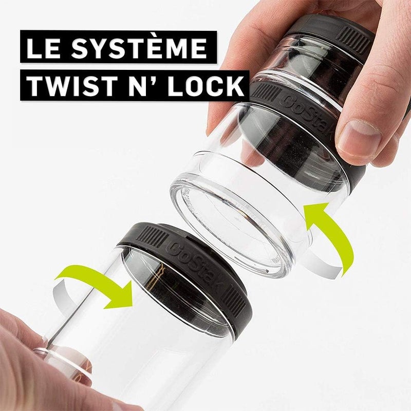 BlenderBottle GoStak Twist n' Lock Storage Jars, 150cc 2-Pak, Black - Image 4