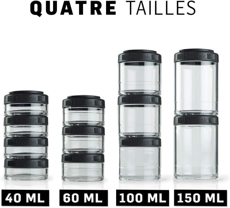 BlenderBottle GoStak Twist n' Lock Storage Jars, 150cc 2-Pak, Black - Image 3