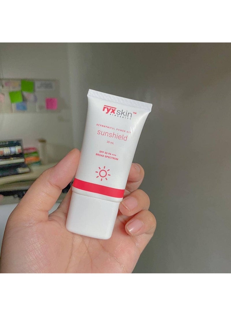 ryxskin sincerity - Sunshield SPF 50++, Ultimate Sunscreen for Women, Perfect Sun Cream Moisturizer, Everyday SPF Protection, Barrier-Boosting, Hydrating, and Makeup Primer, 20ml. - Image 1