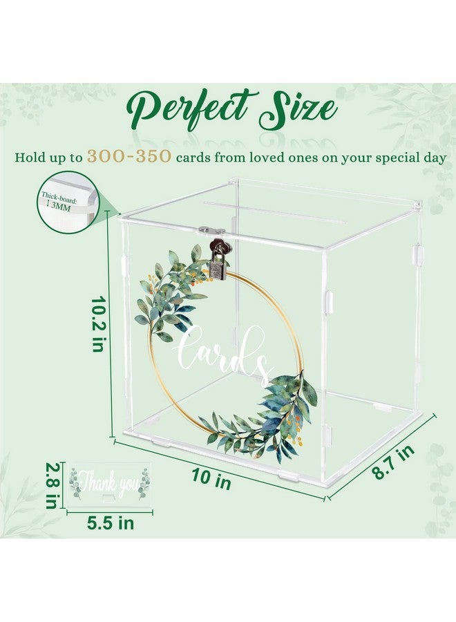 OurWarm صندوق بطاقات أكريليك شفاف من OurWarm مع قفل وفتحة، صندوق بطاقات زفاف سميك لتلقي الزفاف، صندوق هدايا نقدية كبير لصندوق بطاقات تخرج الأوكاليبتوس لحفلة التخرج أو عيد الميلاد أو حفلة استقبال المولود - Image 3