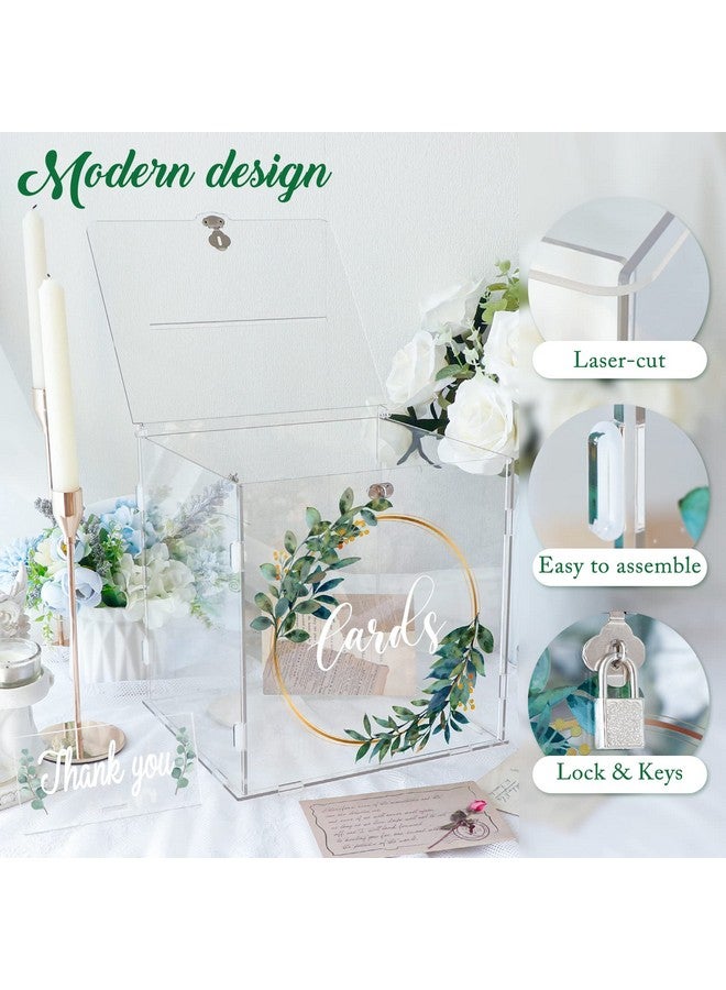 OurWarm صندوق بطاقات أكريليك شفاف من OurWarm مع قفل وفتحة، صندوق بطاقات زفاف سميك لتلقي الزفاف، صندوق هدايا نقدية كبير لصندوق بطاقات تخرج الأوكاليبتوس لحفلة التخرج أو عيد الميلاد أو حفلة استقبال المولود - Image 4