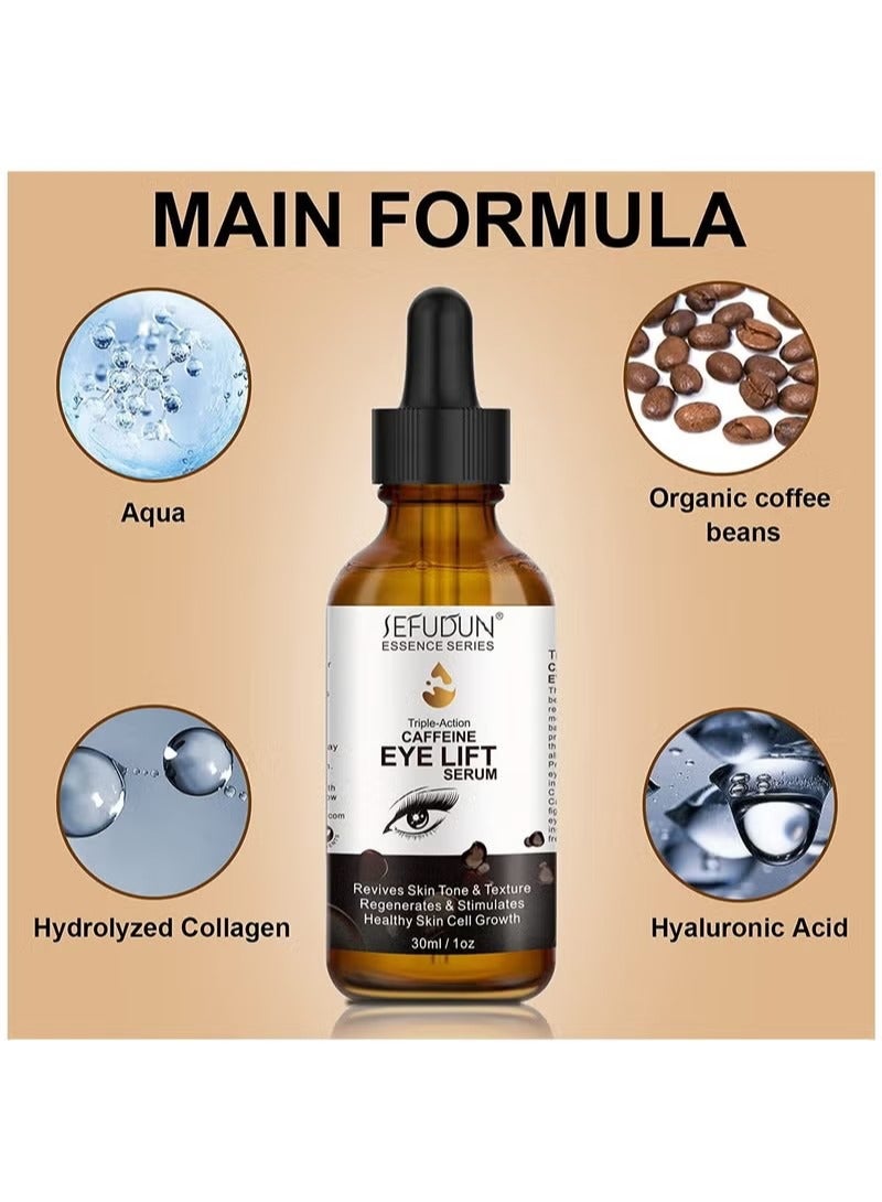 Sefudun Caffeine Eye Serum, Eye Serum Anti Aging Wrinkles Effectively Fades Dark Circles, Eye Bags, Helping to Minimize Wrinkles and Fine Lines, Eliminate Puffiness, with EGCG, Vitamin C Under Eye Serum 30ml - Image 3