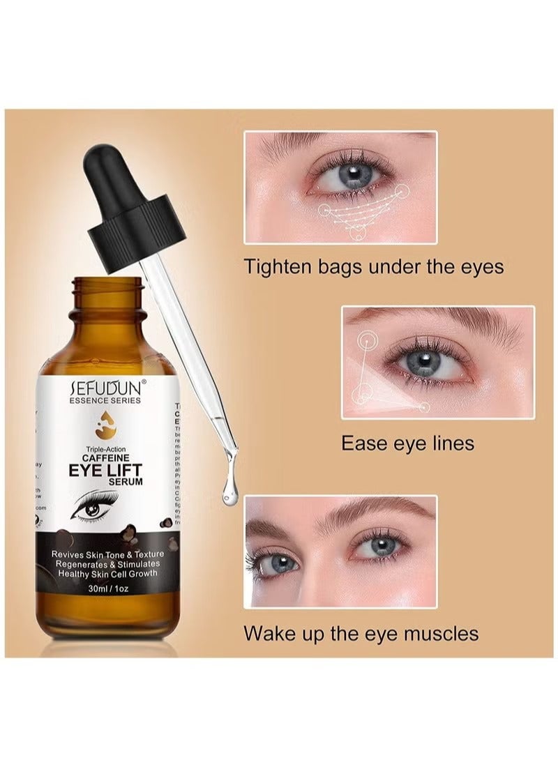 Sefudun Caffeine Eye Serum, Eye Serum Anti Aging Wrinkles Effectively Fades Dark Circles, Eye Bags, Helping to Minimize Wrinkles and Fine Lines, Eliminate Puffiness, with EGCG, Vitamin C Under Eye Serum 30ml - Image 2