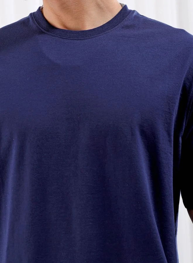 The Indian Garage Co Men Slim Fit Solid Round Neck Tshirt
