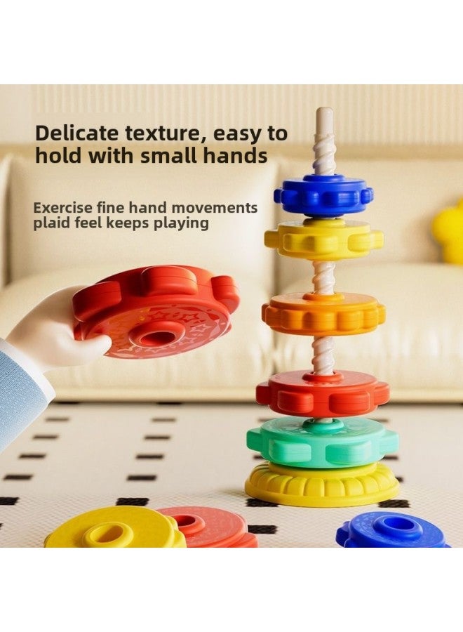 Children's Rainbow Turn Music Stacking Music Color Stacking Ring Infant 1 Baby 3 Turn Turret Educational Early Education Toy-color:Four-story Rainbow Tower (e-commerce Box)  - Image 4