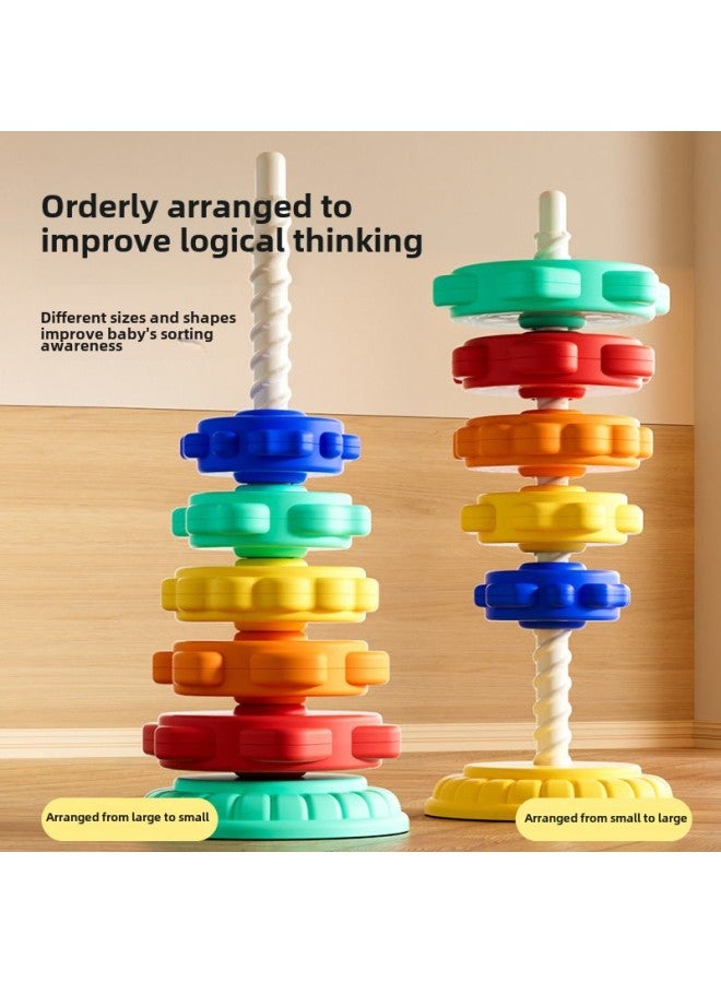 Children's Rainbow Turn Music Stacking Music Color Stacking Ring Infant 1 Baby 3 Turn Turret Educational Early Education Toy-color:Four-story Rainbow Tower (e-commerce Box)  - Image 5