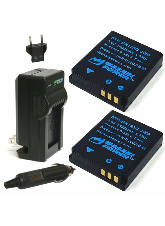 Wasabi Power Battery (2-Pack) and Charger for Ricoh DB-65 and Ricoh G700, G700SE, G600, GR, GR Digital, GR Digital II, GR Digital III, GR Digital IV, GX100, GX200, Caplio R3, R4, R5, R30 - Image 1