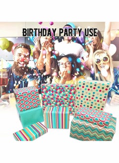KASTWAVE Birthday Gift Wrapping Paper Set Included 6 Pack Gift Wrap Paper with Ribbon, Sticker and Tape, for Birthday, Weddings, Graduations, Boys, Girls, All Occasion  - Image 2