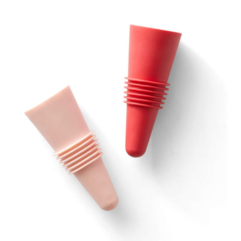 سدادات زجاجات النبيذ والمشروبات على شكل أرنب مع قمة قابضة مجموعة من 2