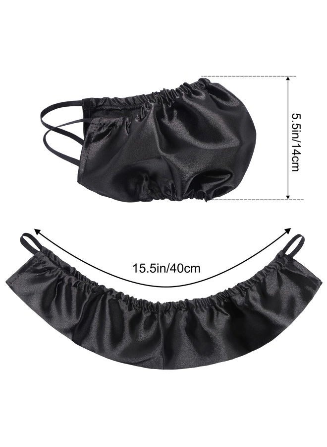 MIKIMIQI Beard Bandana, 2 Pack Men Beard Bib Black Beard Covers Soft Comfortable and Silky Satin Facial Hair Apron Guard Bonnet Rag Man Bedtime Bib Beard Cap Ear Beard Bandana - Image 2
