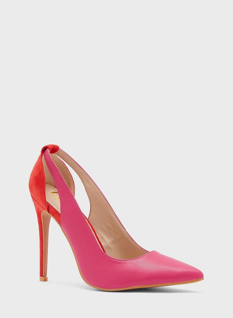 ELLA Colourblock Cutout Detail Pointed Pump Pink - Image 3