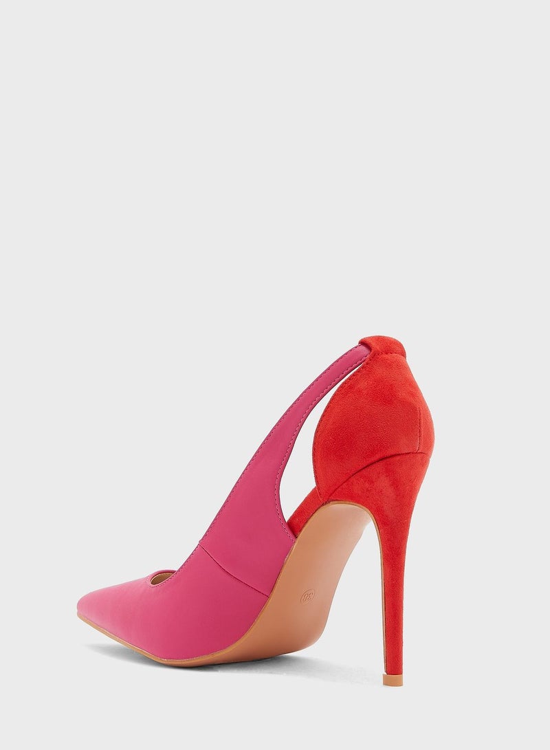 ELLA Colourblock Cutout Detail Pointed Pump Pink - Image 4