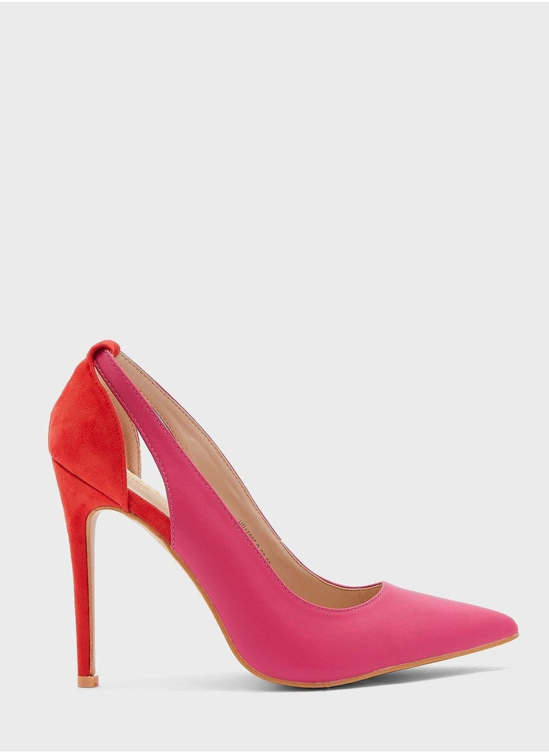 ELLA Colourblock Cutout Detail Pointed Pump Pink - Image 1