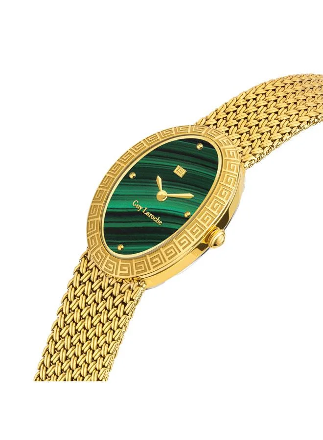 Guy Laroche Emma Malachite Dial Silver Mesh Metal Bracelet Analog Watch for Women 22mm