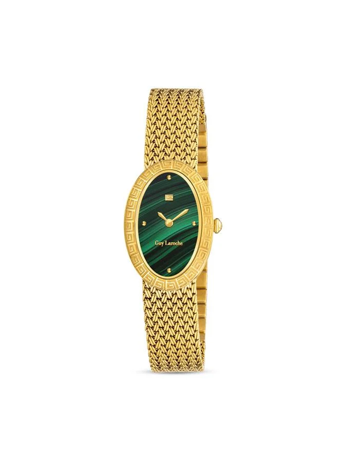 Guy Laroche Emma Malachite Dial Silver Mesh Metal Bracelet Analog Watch for Women 22mm