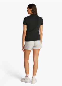 TOMMY JEANS Women's Essential Slim Polo Shirt - Cotton, Black  - Image 4