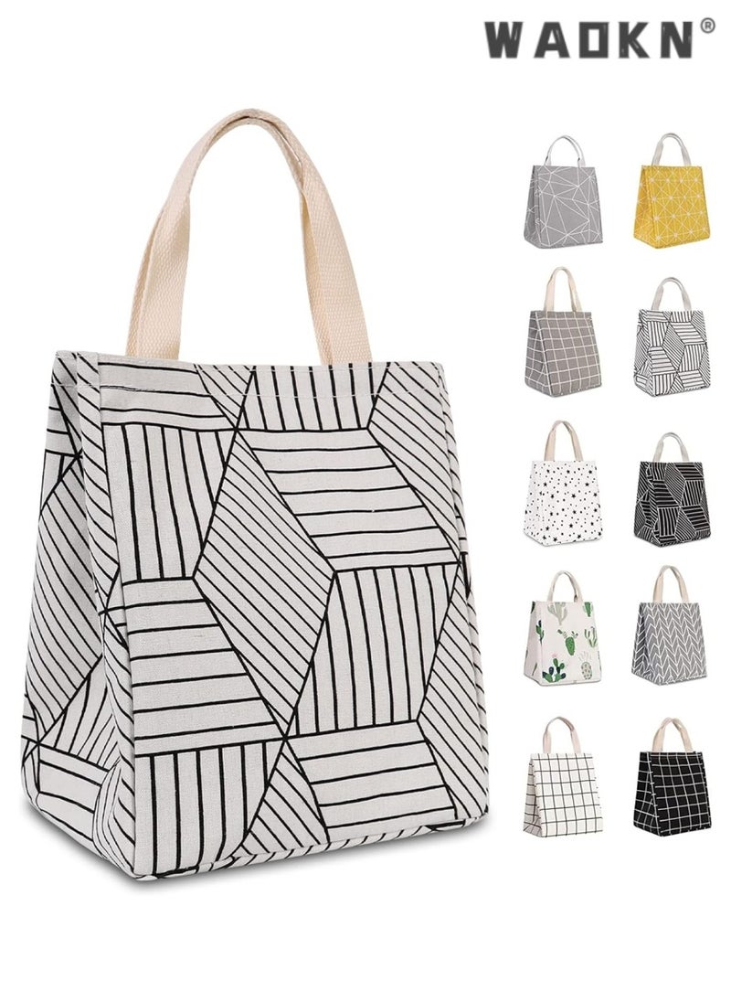 WAOKN High Quality Solid Reusable Multipurpose Lunch Bag Insulated Lunch Box Canvas Fabric With Aluminum Foil Lunch Tote Bags For Men And Women Office And Travel Use  - Image 1