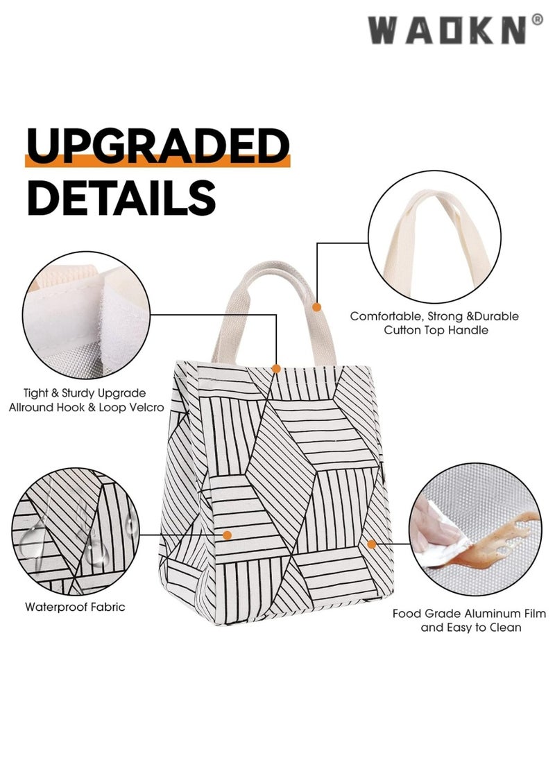 WAOKN High Quality Solid Reusable Multipurpose Lunch Bag Insulated Lunch Box Canvas Fabric With Aluminum Foil Lunch Tote Bags For Men And Women Office And Travel Use  - Image 2