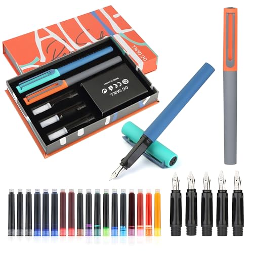 GC QUILL Calligraphy Fountain Pen Set - 5 Different Nibs and 18 Ink Cartridges, Calligraphy Set for Beginners - MU-20 - Image 1