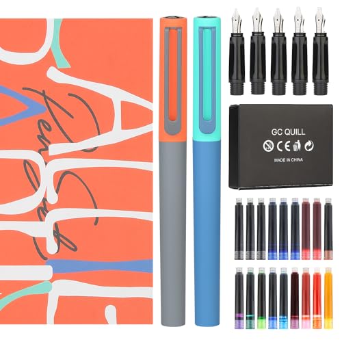 GC QUILL Calligraphy Fountain Pen Set - 5 Different Nibs and 18 Ink Cartridges, Calligraphy Set for Beginners - MU-20 - Image 4