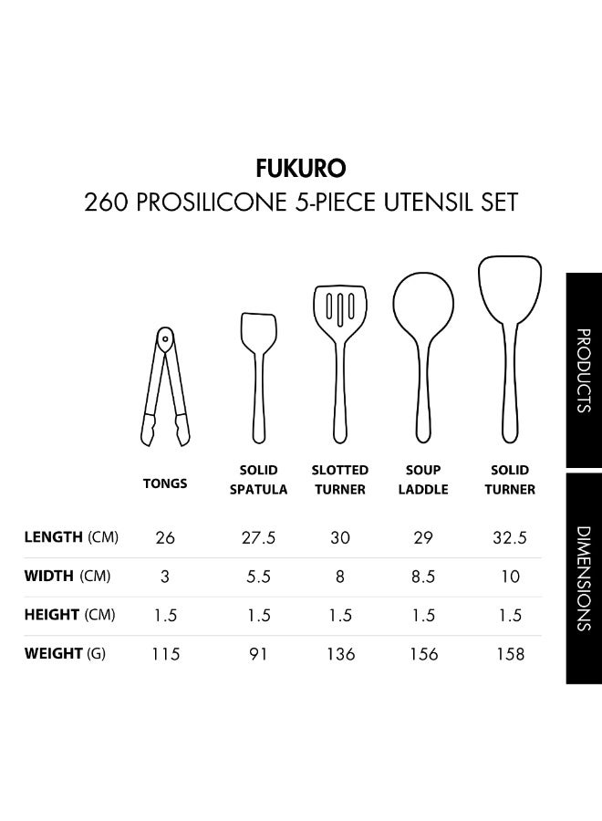 Fukuro 260° ProSilicone Utensils Set (5 Pcs) / Free Utensils Holder - Image 4
