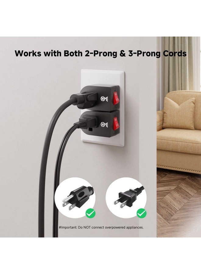 Cable Matters [ETL Listed] Cable Matters 3-Pack Grounded Outlet Switch with ON Off, Plug Switch ON Off, Single Outlet Adapter ON/Off, Black - Image 2