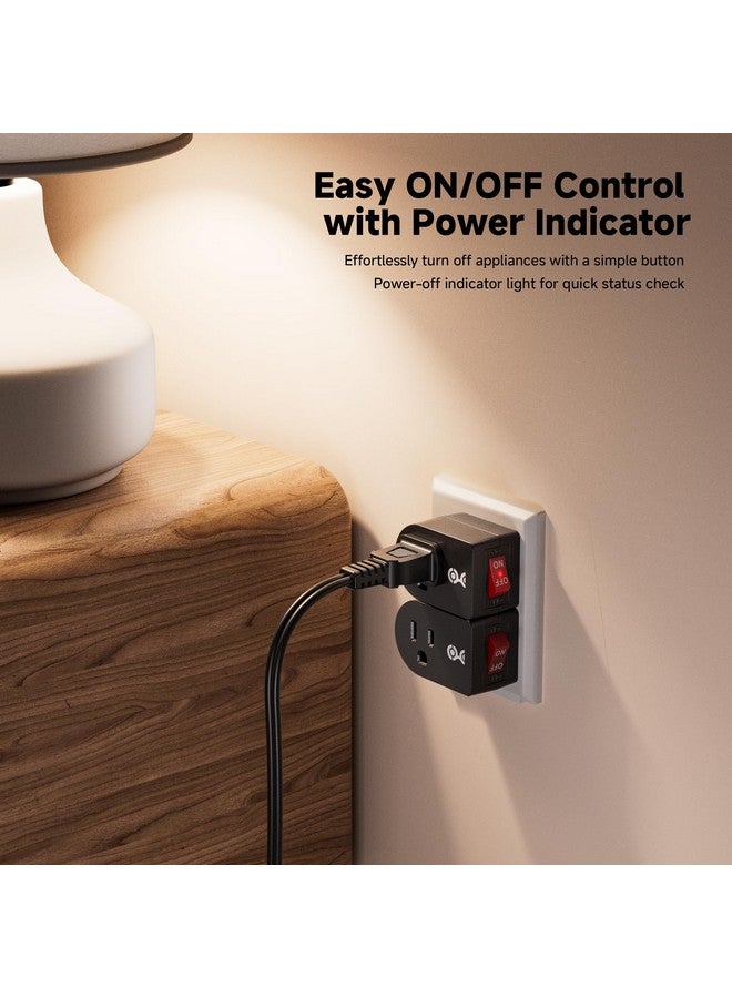 Cable Matters [ETL Listed] Cable Matters 3-Pack Grounded Outlet Switch with ON Off, Plug Switch ON Off, Single Outlet Adapter ON/Off, Black - Image 3