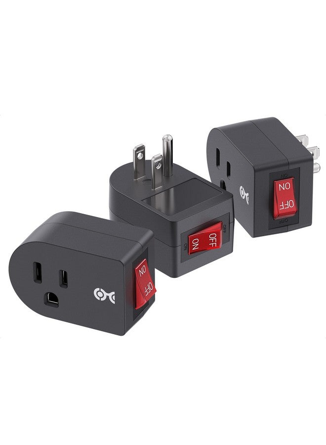 Cable Matters [ETL Listed] Cable Matters 3-Pack Grounded Outlet Switch with ON Off, Plug Switch ON Off, Single Outlet Adapter ON/Off, Black - Image 1