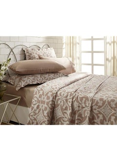 erorex Jacquard King Sheet Set 6 Pcs 300 Thread Count King Size 400111 Ss6P Off White  - Image 1