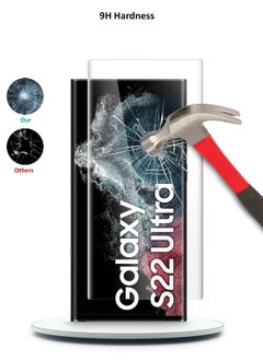Wtech Samsung Galaxy S22 Ultra 5G Premium Curved Edges UV Full Glue Full Cover Tempered Glass Screen Protector (MSGUCN) - Clear  - Image 4