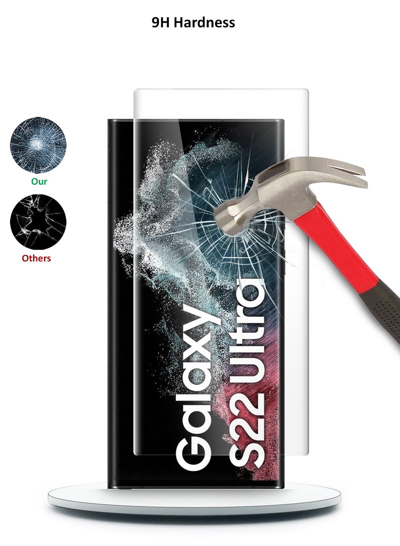 Wtech Samsung Galaxy S22 Ultra 5G Premium Curved Edges UV Full Glue Full Cover Tempered Glass Screen Protector (MSGUCN) - Clear - Image 4