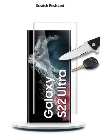Samsung Galaxy S22 Ultra 5G Premium Curved Edges UV Full Glue Full Cover Tempered Glass Screen Protector (MSGUCN) - Clear - view 3