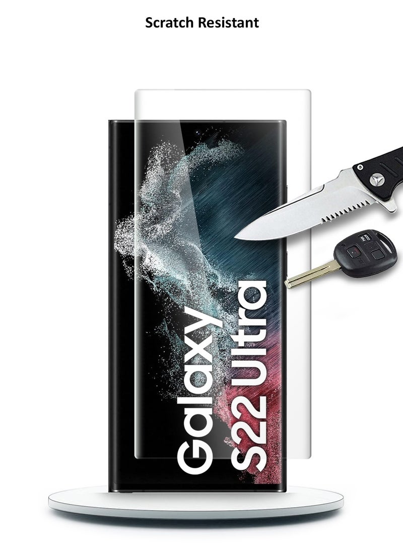 Wtech Samsung Galaxy S22 Ultra 5G Premium Curved Edges UV Full Glue Full Cover Tempered Glass Screen Protector (MSGUCN) - Clear - Image 3