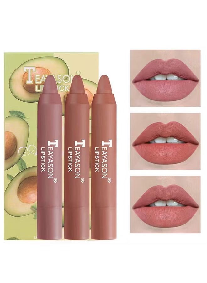 TEAYASON - 3PCS Nude Lipstick Set Matte Lip Stick Waterproof Long Lasting Lipstick Non Stick Cup Velvet Lip Gloss Lip Stain Professional Lip Makeup Matte Lipstick Set B - Image 1