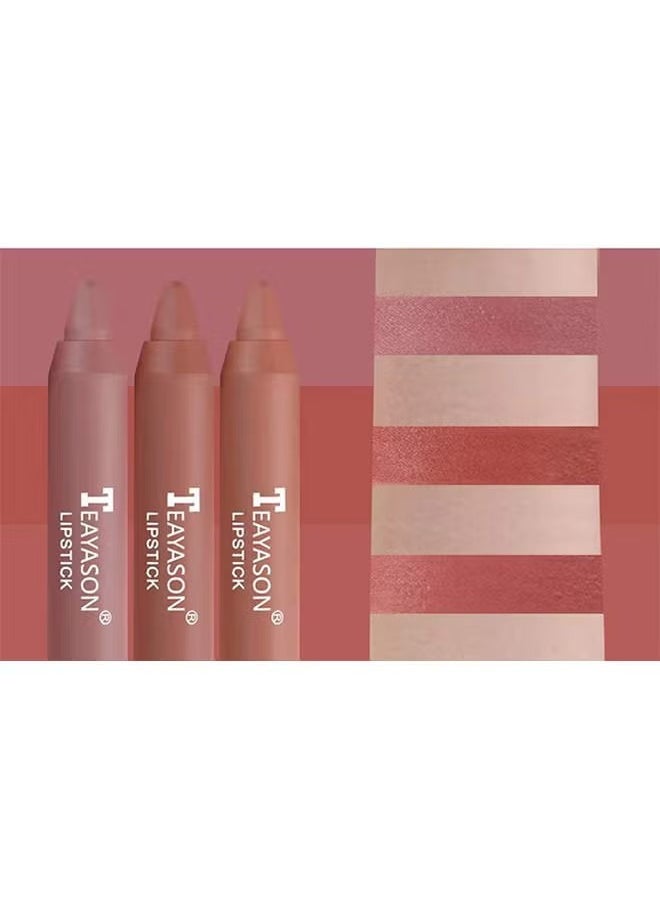 TEAYASON - 3PCS Nude Lipstick Set Matte Lip Stick Waterproof Long Lasting Lipstick Non Stick Cup Velvet Lip Gloss Lip Stain Professional Lip Makeup Matte Lipstick Set B - Image 1