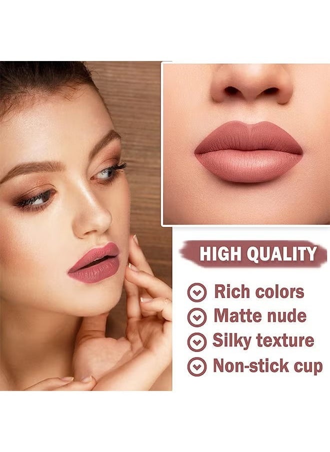 TEAYASON - 3PCS Nude Lipstick Set Matte Lip Stick Waterproof Long Lasting Lipstick Non Stick Cup Velvet Lip Gloss Lip Stain Professional Lip Makeup Matte Lipstick Set B - Image 1