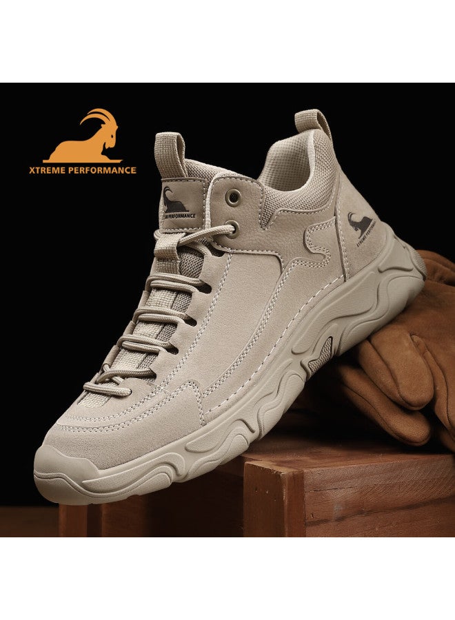 Beck Ram Men's Lightweight Luxury Genuine Leather Sports Casual Shoes Autumn Winter Warm Retro Mid-top Walking Shoes Durable Hiking Shoes - Image 5