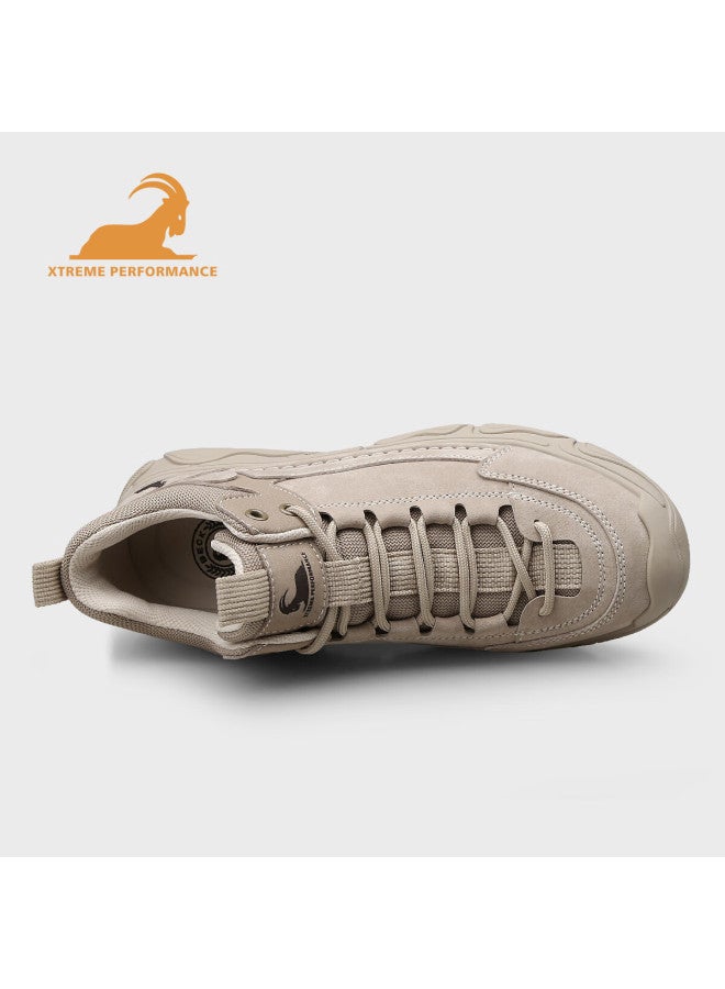 Beck Ram Men's Lightweight Luxury Genuine Leather Sports Casual Shoes Autumn Winter Warm Retro Mid-top Walking Shoes Durable Hiking Shoes - Image 3