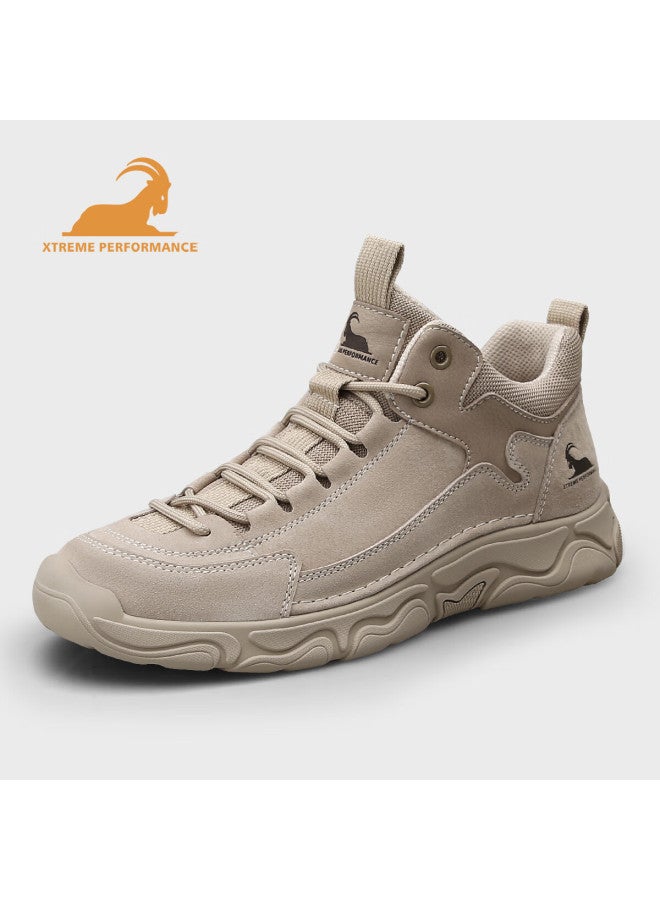 Beck Ram Men's Lightweight Luxury Genuine Leather Sports Casual Shoes Autumn Winter Warm Retro Mid-top Walking Shoes Durable Hiking Shoes - Image 4